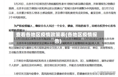 查看各地区疫情政策表(各地区疫情报告)-第3张图片