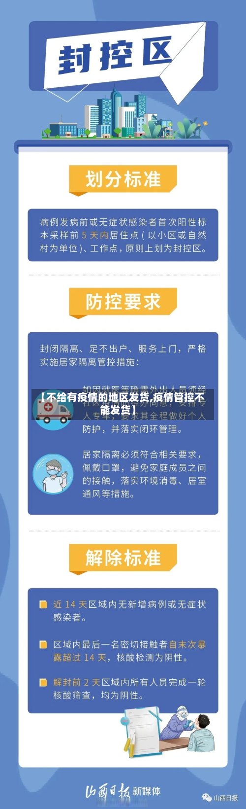 【不给有疫情的地区发货,疫情管控不能发货】