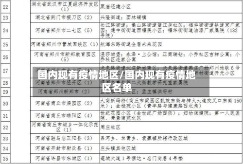 国内现有疫情地区/国内现有疫情地区名单