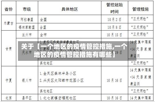 关于【一个地区的疫情管控措施,一个地区的疫情管控措施有哪些】