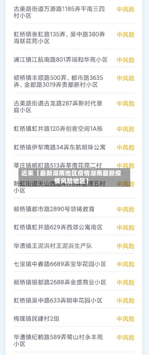 近来【最新湖南地区疫情湖南最新疫情风险地区】