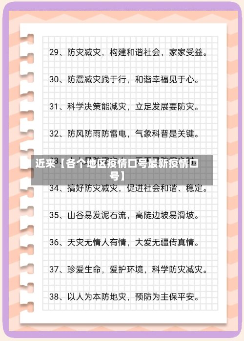 近来【各个地区疫情口号最新疫情口号】