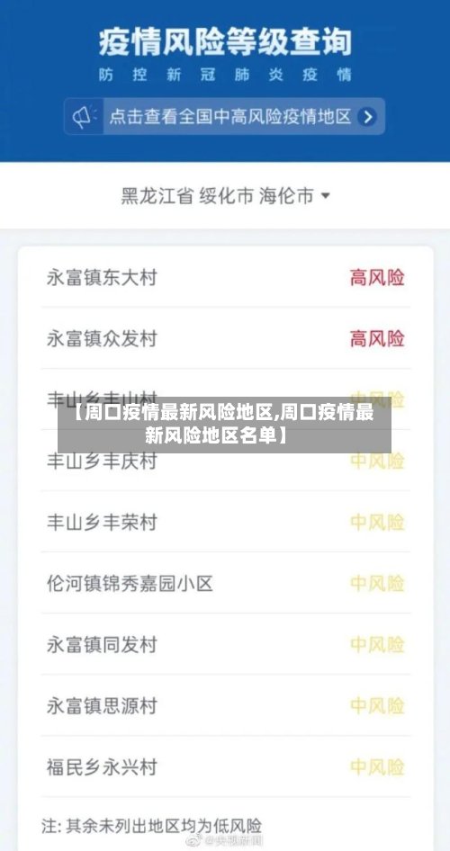 【周口疫情最新风险地区,周口疫情最新风险地区名单】