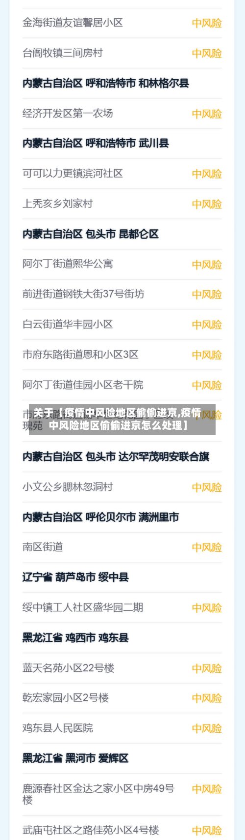 关于【疫情中风险地区偷偷进京,疫情中风险地区偷偷进京怎么处理】