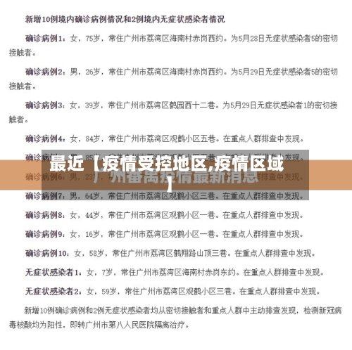 最近【疫情受控地区,疫情区域】