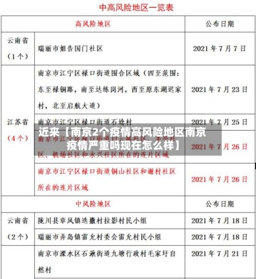 近来【南京2个疫情高风险地区南京疫情严重吗现在怎么样】