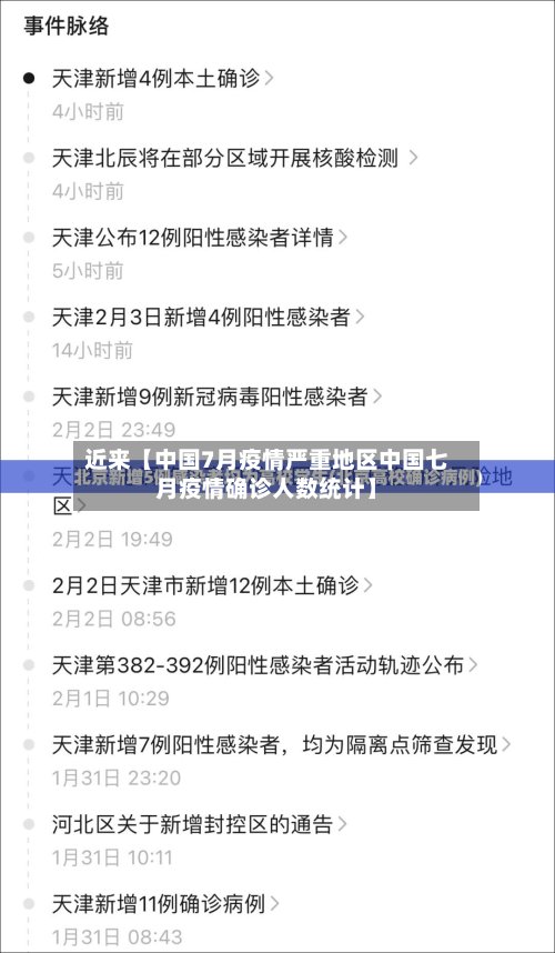 近来【中国7月疫情严重地区中国七月疫情确诊人数统计】