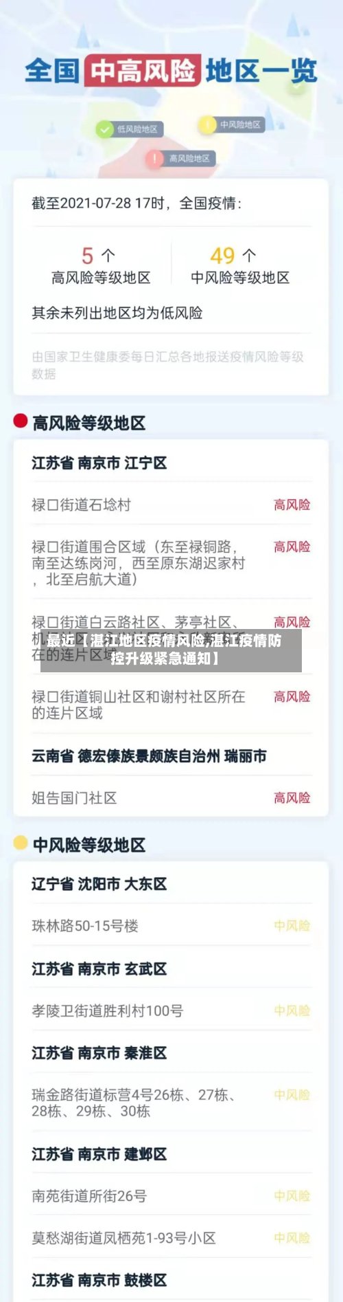 最近【湛江地区疫情风险,湛江疫情防控升级紧急通知】