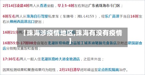 【珠海涉疫情地区,珠海有没有疫情】