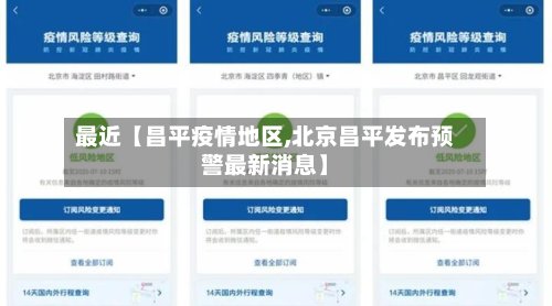 最近【昌平疫情地区,北京昌平发布预警最新消息】